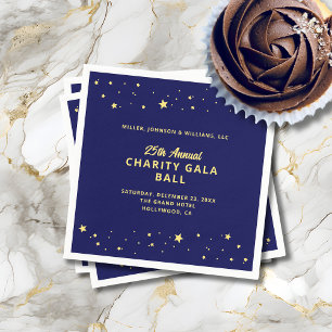 Gala Event Charity Boll Elegant Blue Guld Stars Pappersservett