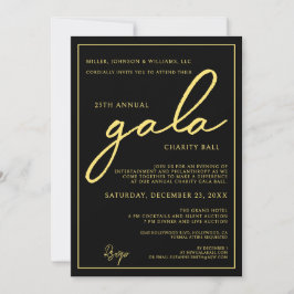 Gala Event Charity Fundraiser Elegant Black Gold Inbjudningar