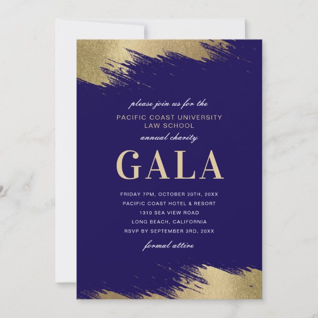 Gala-inbjudan Blå Guld Formell Tillställning Inbjudningar (Framsida)