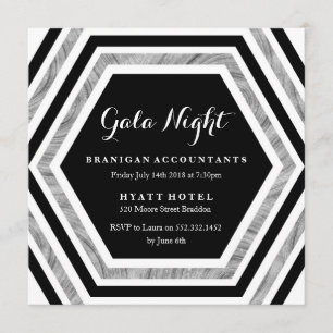 Gala Night Business Function Silver Hexagon Inbjudningar