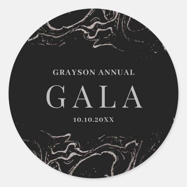 Gala Silver Marble Runt Klistermärke (Framsida)