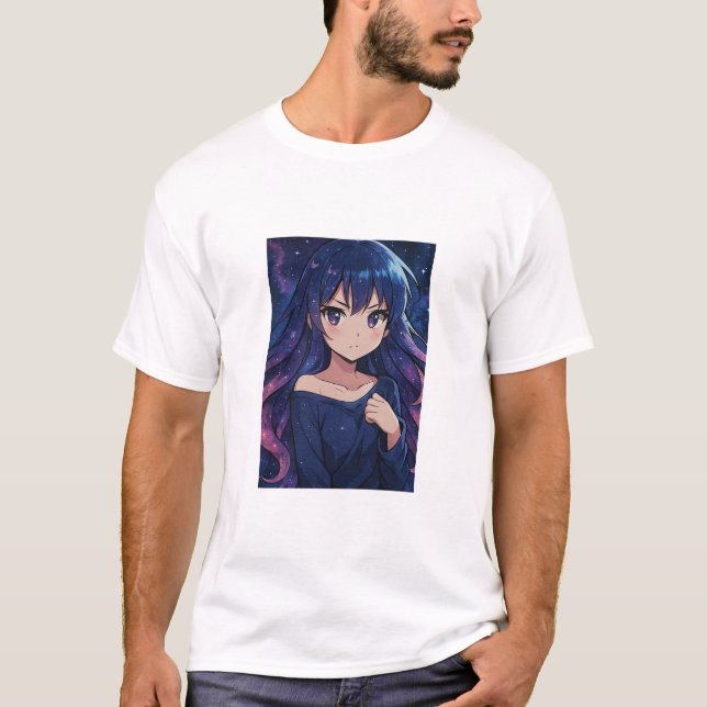 Galactic Anime Dream - Cosmic T-Shirt Design (Framsida)