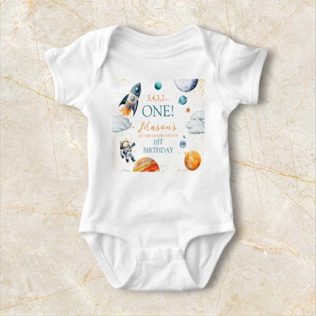 Galactic Äventyr Boy First Space Birthday T Shirt (Skapare uppladdad)