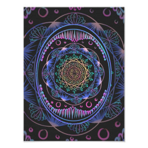Galactic Bloom Mandala Fototryck