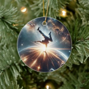 Galactic Breakdance Explosion in Deep Space Julgransprydnad Keramik