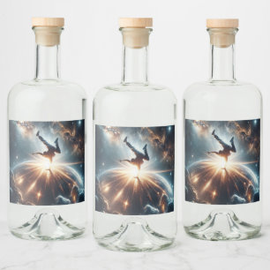 Galactic Breakdance Explosion in Deep Space Spritflaskor Etikett