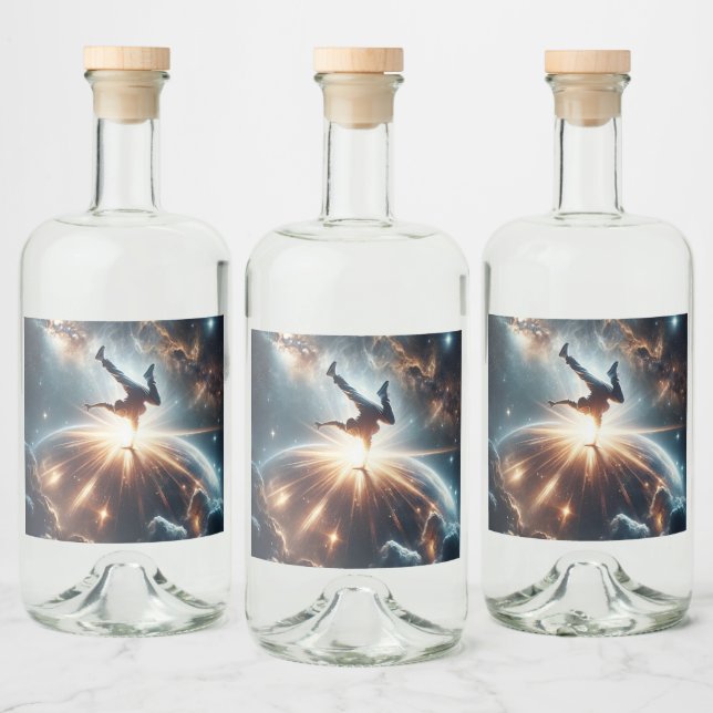 Galactic Breakdance Explosion in Deep Space Spritflaskor Etikett (Flaskor)