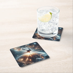 Galactic Breakdance Explosion in Deep Space Underlägg Papper Kvadrat