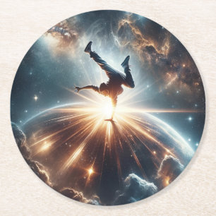 Galactic Breakdance Explosion in Deep Space Underlägg Papper Rund