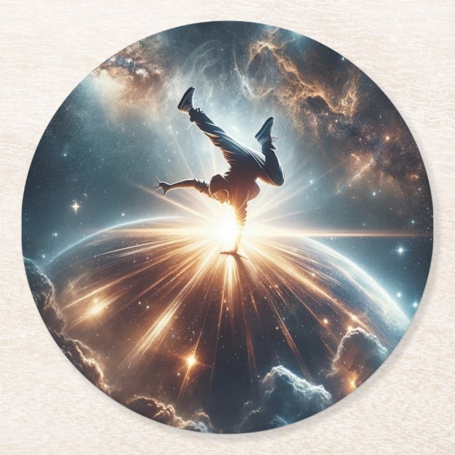 Galactic Breakdance Explosion in Deep Space Underlägg Papper Rund (Framsidan)
