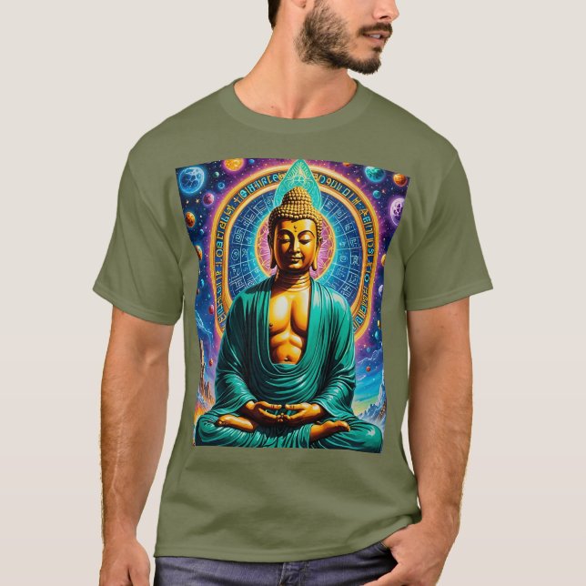 Galactic Buddha Zodiac Energy Shirt T Shirt (Framsida)