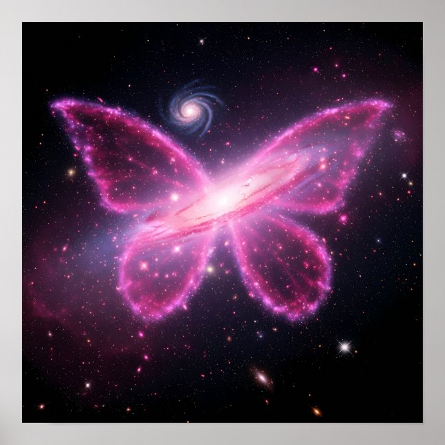 Galactic Butterfly of Light in a Cosmic Sky Poster (Framsidan)