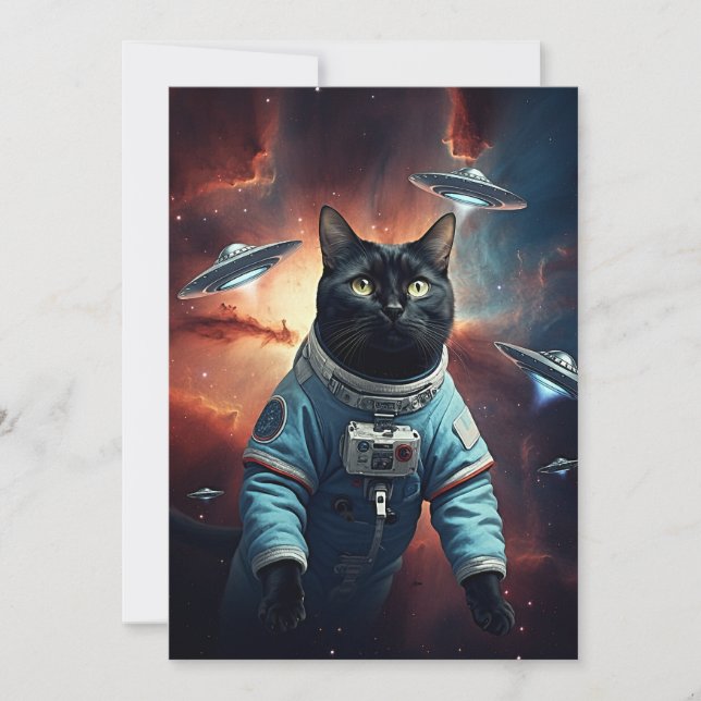 Galactic Cat Astronaut Inbjudningar (Framsida)