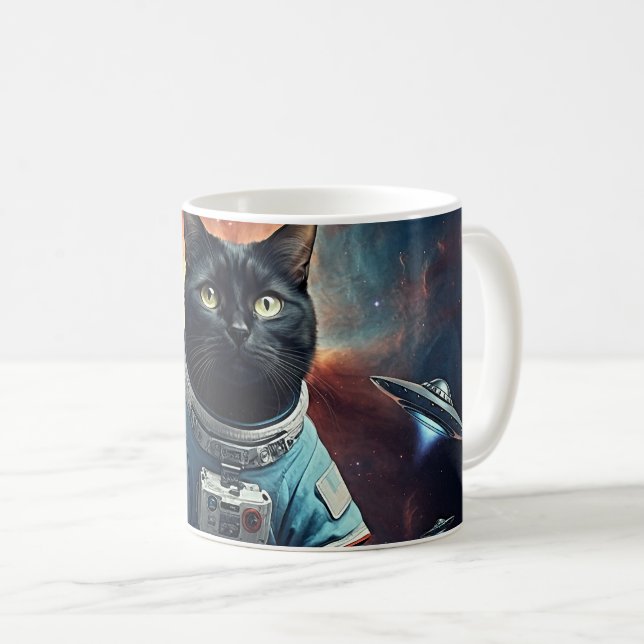 Galactic Cat Astronaut Kaffemugg (Framsida höger)