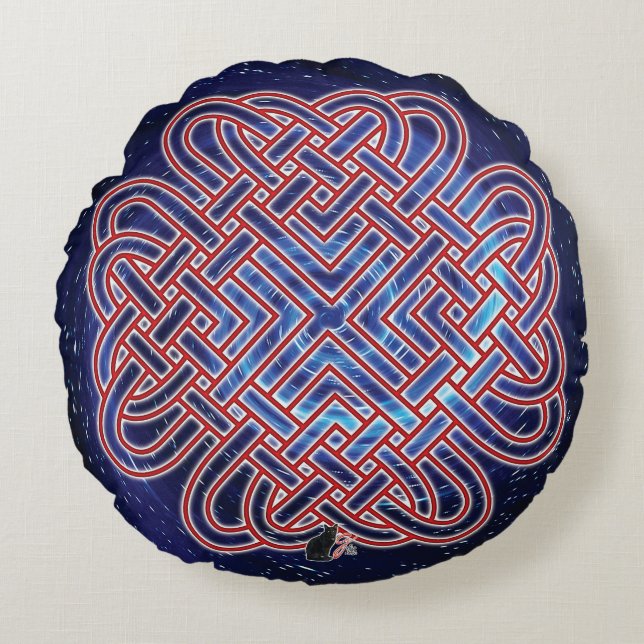Galactic Celtic Kärlek Knot Round Pillow Rund Kudde (Framsidan)