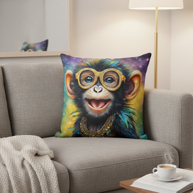Galactic Charm Monkey Throw Cushion Kudde (Skapare uppladdad)