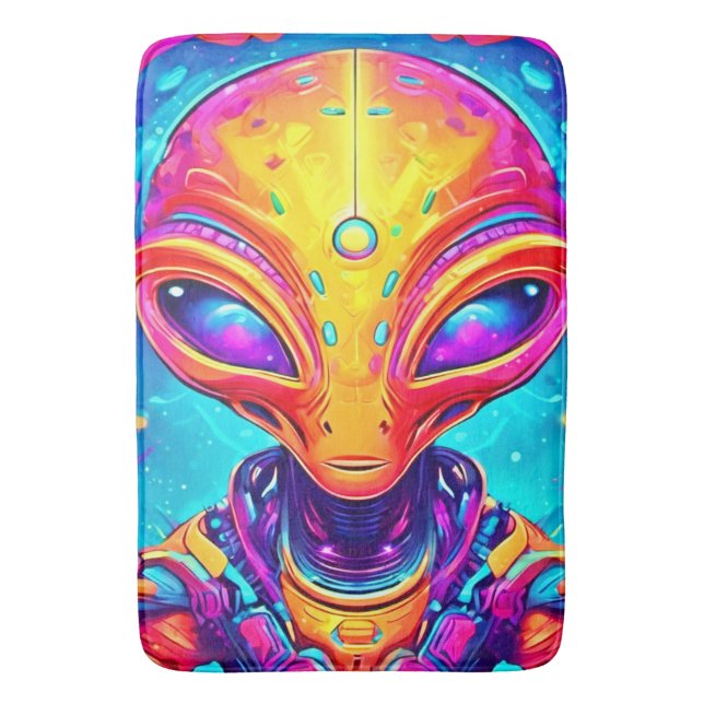Galactic Cyborg Alien med Neon Glow Badrumsmatta (Framsidan (Vertikal))