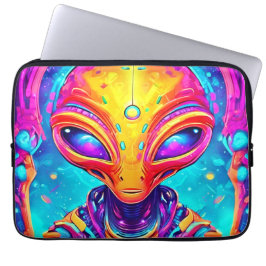 Galactic Cyborg Alien med Neon Glow Laptop Fodral