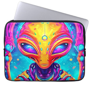 Galactic Cyborg Alien med Neon Glow Laptop Fodral