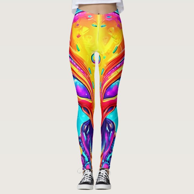Galactic Cyborg Alien med Neon Glow Leggings (Framsida)