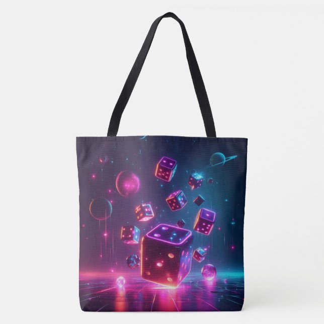 Galactic Dice 🎲 Shoulder Tote Tygkasse (Framsida)