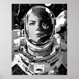 Galactic Dreamer: Astronaut Girl Poster