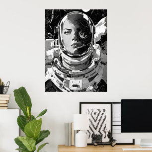 Galactic Dreamer: Astronaut Girl Poster