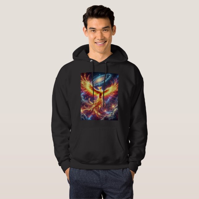 Galactic Fire Phoenix Hoodie T-Shirt Design. (Hel framsida)