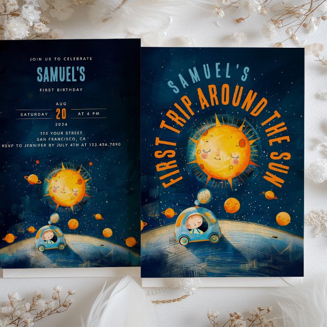 Galactic First Birthday: Solar Orbit Firande Inbjudningar (Skapare uppladdad)
