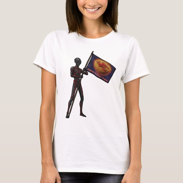 Galactic Flagbearer | Cosmic Warrior Design T Shirt (Framsida)