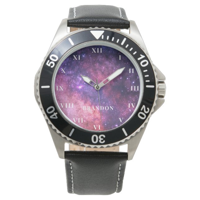 Galactic Galaxy Rymden Nebula marinblå Armbandsur (Framsida)