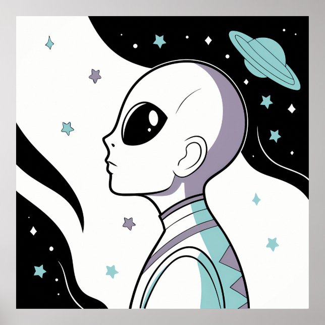 Galactic Gaze: Alien in Cosmic Space Poster (Framsidan)