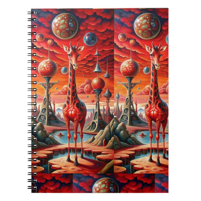 "Galactic Giraffe Dreams Notebook" Anteckningsbok (Framsidan)