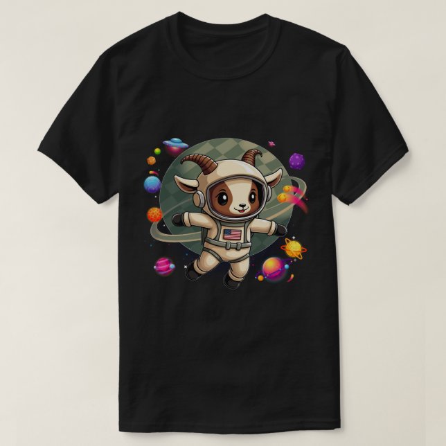 Galactic Goat T-Shirt med UFO | Funny Space-animer (Design framsida)