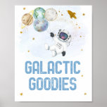 Galactic Goodies Astronaut Rymden Birthday Poster<br><div class="desc">Den här fina designen har färgstarka planeter med faux guld-folie-stjärnor.</div>