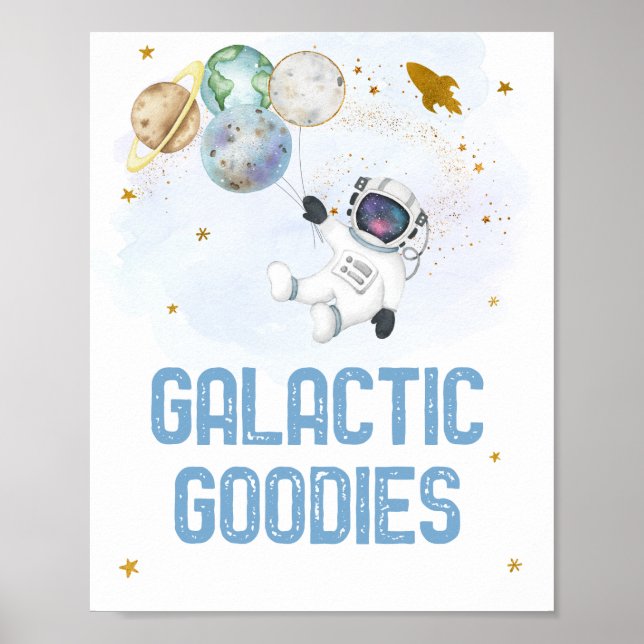 Galactic Goodies Astronaut Rymden Birthday Poster (Framsidan)