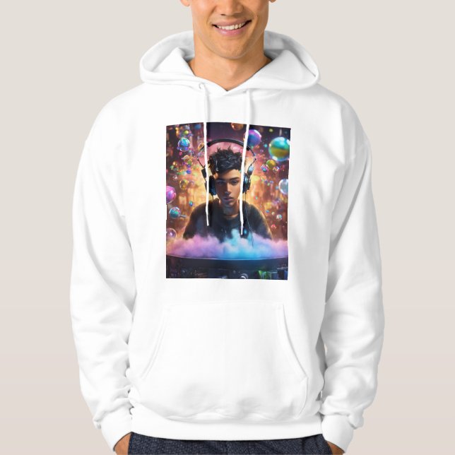 ’Galactic Grooves: Intergalactic DJ Journey’ Hoodie (Framsida)