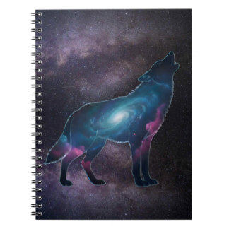 Galactic Howling Wolf Silhouette Anteckningsbok