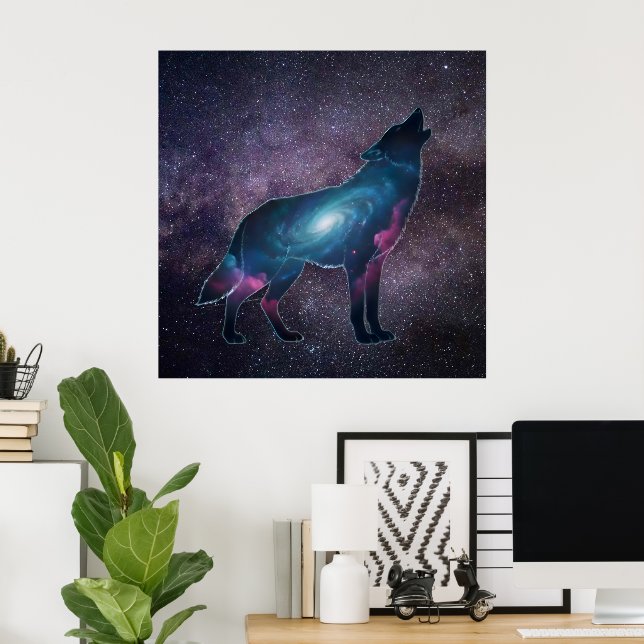 Galactic Howling Wolf Silhouette Poster (Hemmakontoret)