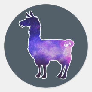 Galactic Llama Stickers Runt Klistermärke
