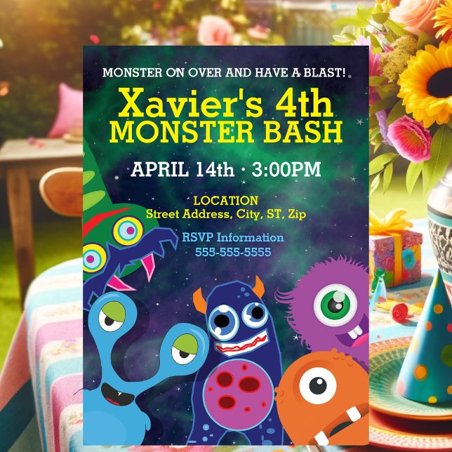 Galactic Monster Mash Birthday Inbjudningar (Galactic Monster Mash Birthday Invitation)