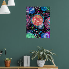 Galactic Neighborhood: Abstract Art  Postcard Poster