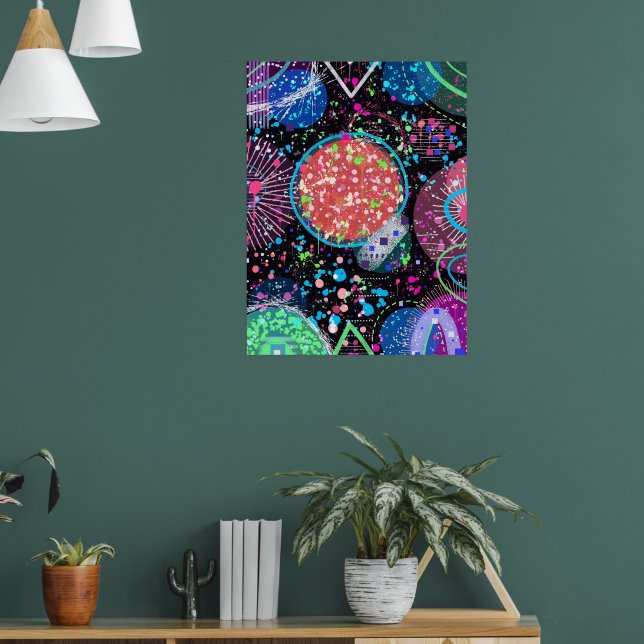 Galactic Neighborhood: Abstract Art  Postcard Poster (Vardagsrum 1)