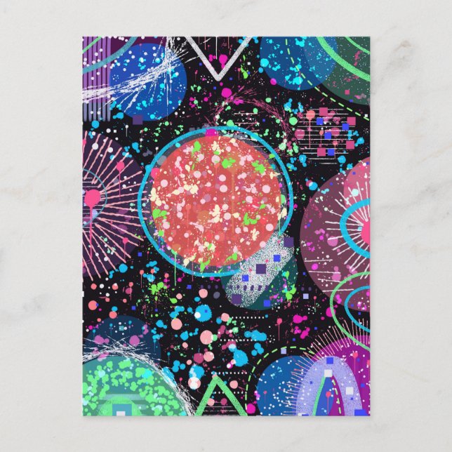 Galactic Neighborhood: Abstract Art  Postcard Vykort (Framsida)