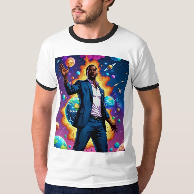 Galactic Power Afro Futurism Cosmic Tshirt T Shirt (Framsida)