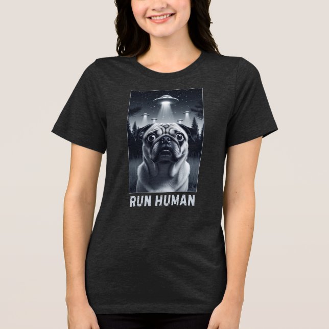 Galactic Pug UFO Selfie Rymden Pet Gift T Shirt (Framsida)