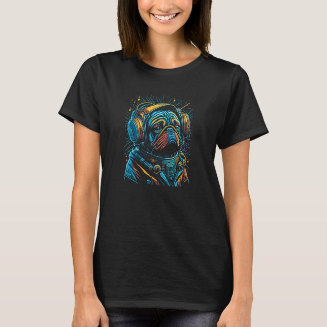 Galactic Pugstronaut Adorable Space Pug Adventure  T Shirt (Framsida)