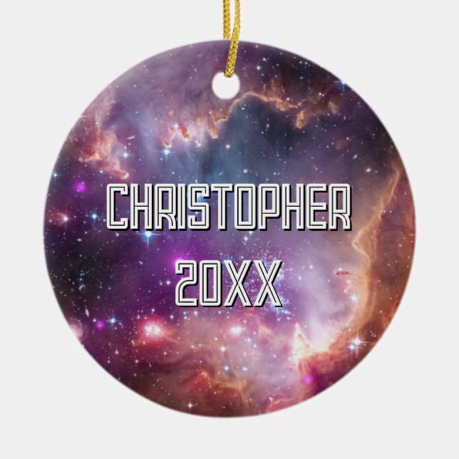 Galactic Rymden Lila Julgransprydnad Keramik (Framsidan)