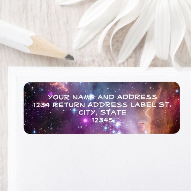 Galactic Rymden Lila Returadress Etikett (Insitu)