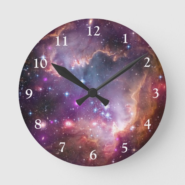 Galactic Rymden Lila Rund Klocka (Framsida)